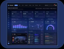 Dark dashboard concept supplied for Leak Lens Private, showing analytics widgets and charts